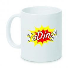 Kaffetasse - coffeemug - NICHT ALLE TASSEN IM SCHRANK - TaDing - ganz in weiss.