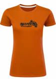 Fan Ladies T-shirt Alive - orange mit Bandlogo vorne