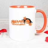 Kaffeetasse orange/white mit Logo