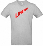 T-Shirt: Limerick   ash-farbenes Shirt mit rotem Druck